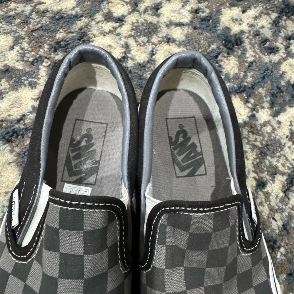 Vans Kids Checkered Slip-On Shoes - Black and Gray - Picture 2 of 4